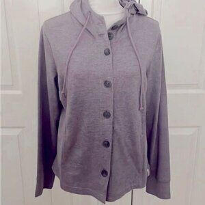 Woolrich Button Up Hoodie Cotton Blend Never Worn NWOT Heather Purple SZ L